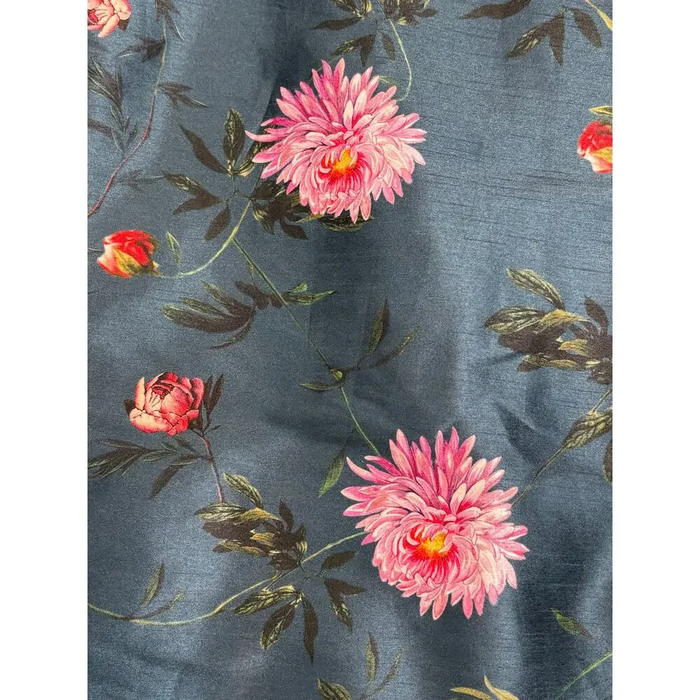 eShakti Fit & Flare Floral Taffeta V-neck Maxi Dress Women's Plus 3X Blue Pink - Picture 7 of 9